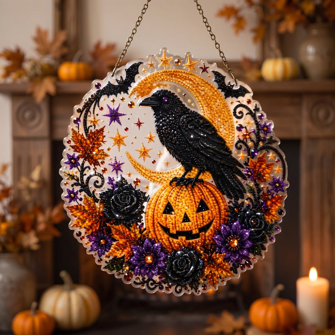 🔥Limited time 70% OFF - 🎃✨Halloween Diamond Art Hanging Ornament Kit - Sparkling DIY Window Ornament – 🐦‍⬛ Raven