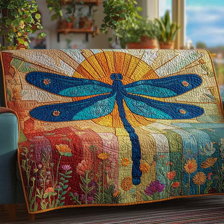 Quilted sofa cover with dragonflies NCU0VT326