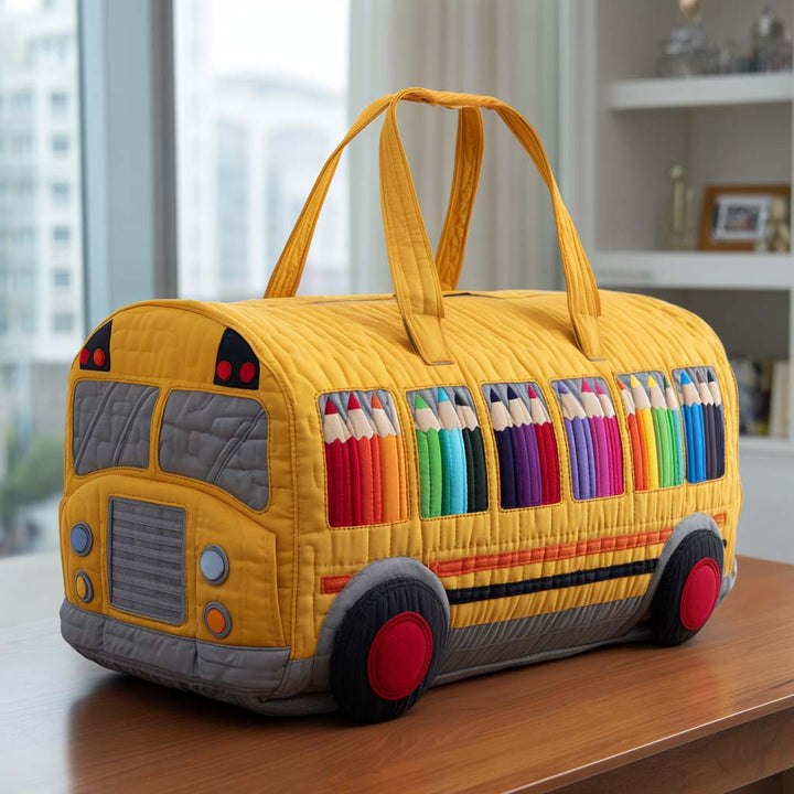 Quilted Shoulder Travel Bag with School-Inspired Motif by Louise London – product image 6