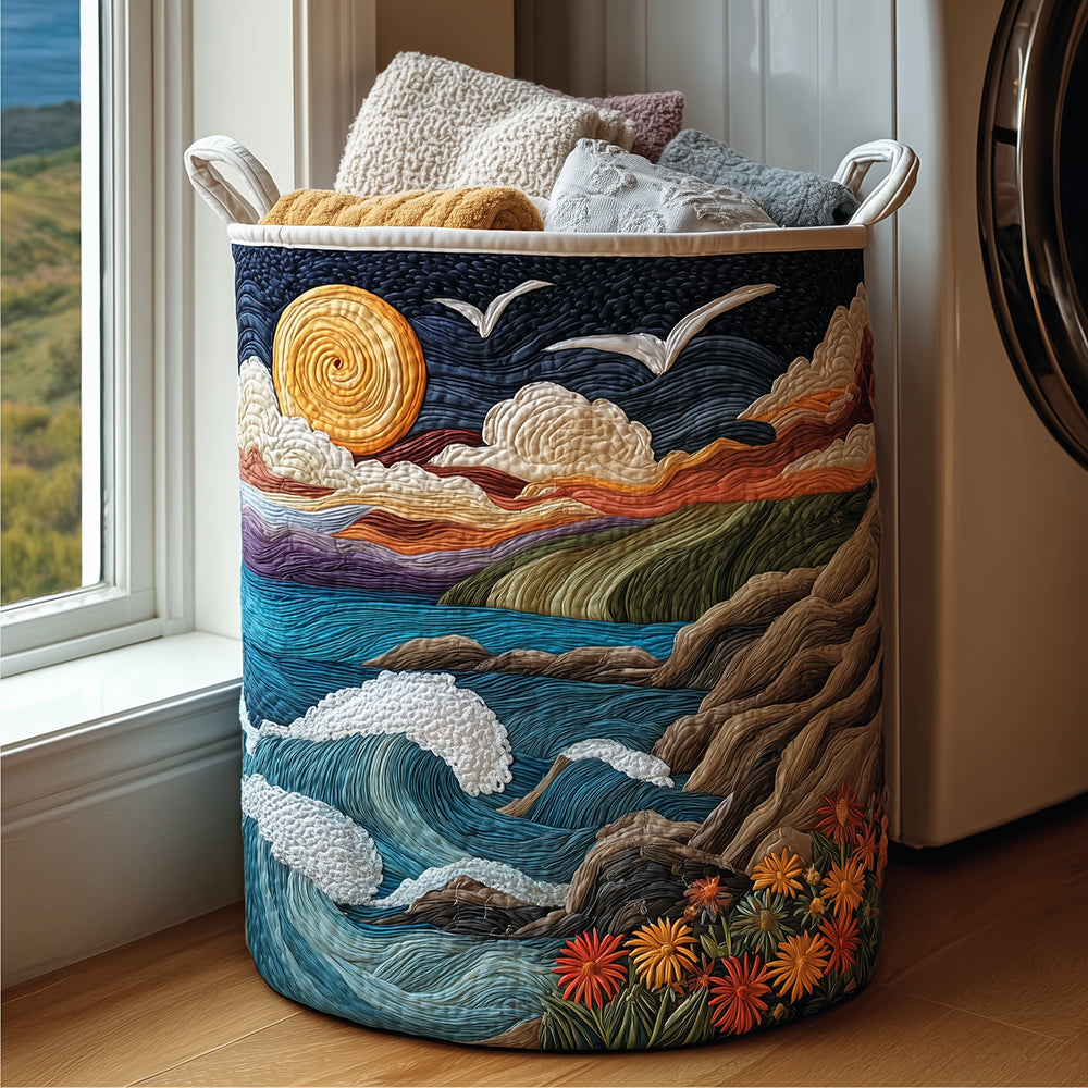 Quilted laundry basket with marine pattern by Louise London