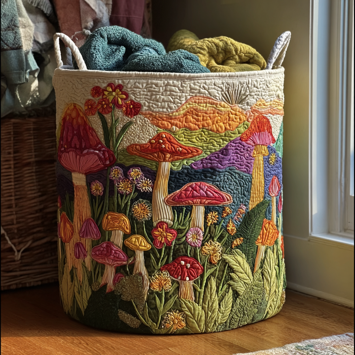Quilted laundry basket with floral pattern by Louise London