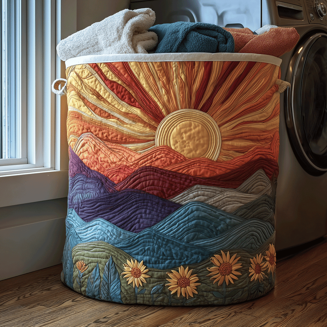 Quilted laundry basket with floral pattern by Louise London