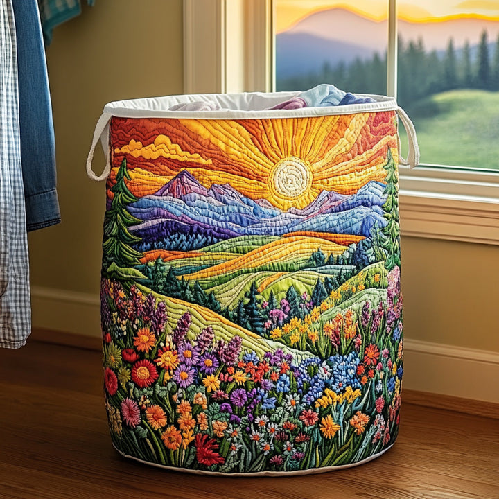 Quilted laundry basket with floral pattern by Louise London