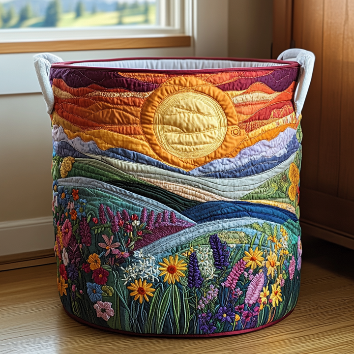 Quilted laundry basket with floral pattern NCU0QN025