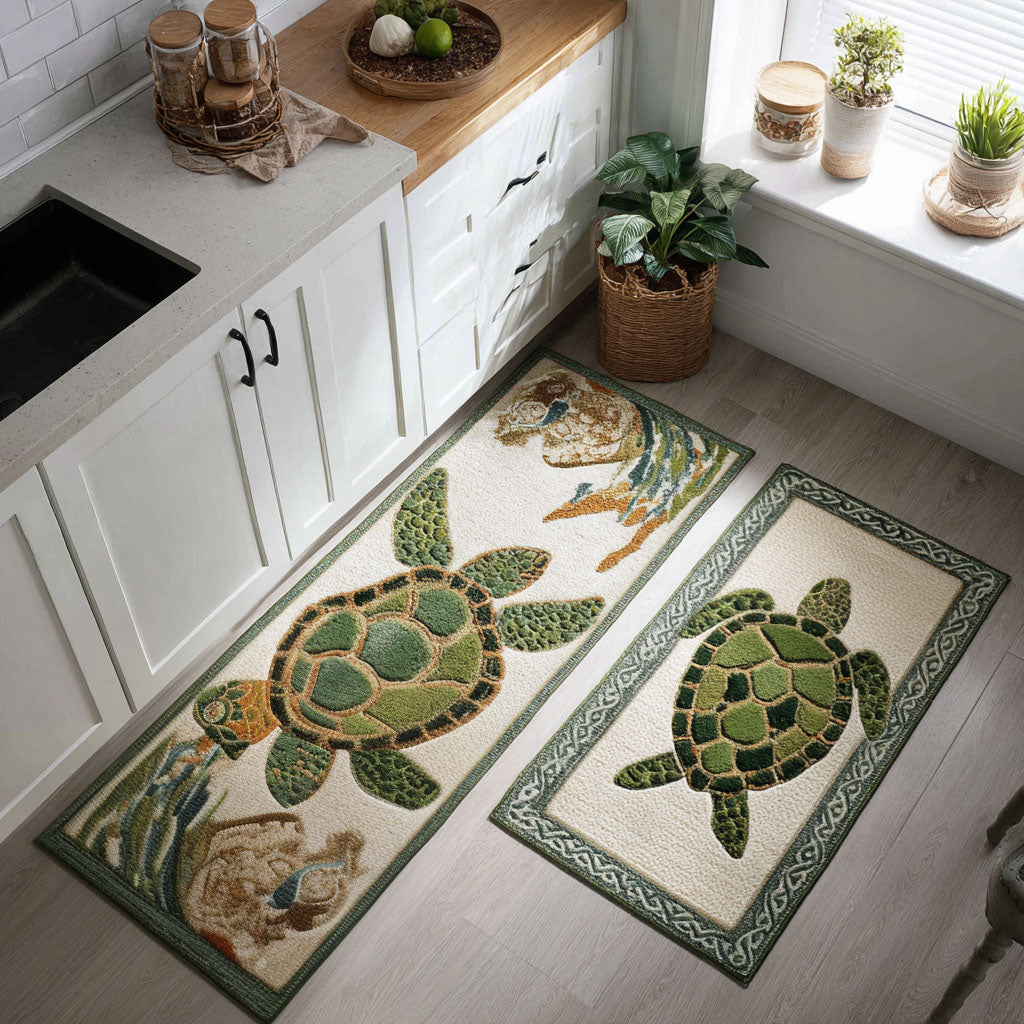 Non-slip kitchen rug with coral barrier by Louise London
