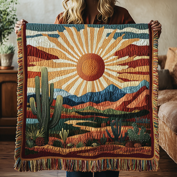 Woven Sunset Trails Blanket by Louise London – product view