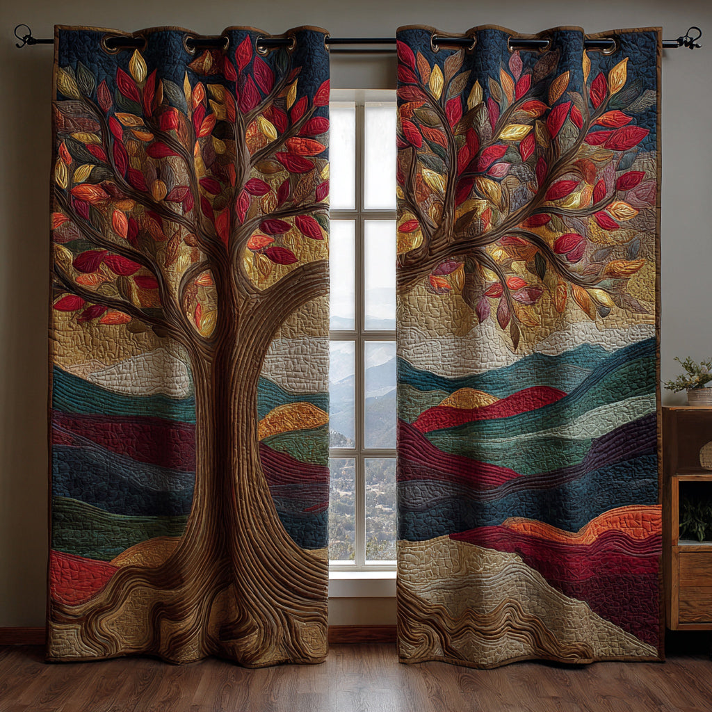 Quilted Curtains Tree of Life at Sunset – Louise London product image 1