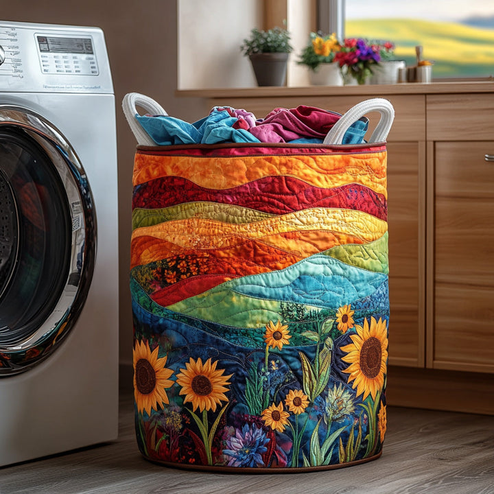 Quilted laundry basket with floral pattern by Louise London