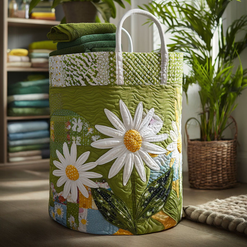 Quilted laundry basket with floral pattern by Louise London