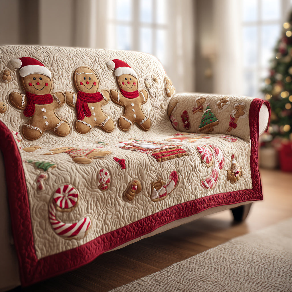 Quilted sofa cover with gingerbread man – Louise London