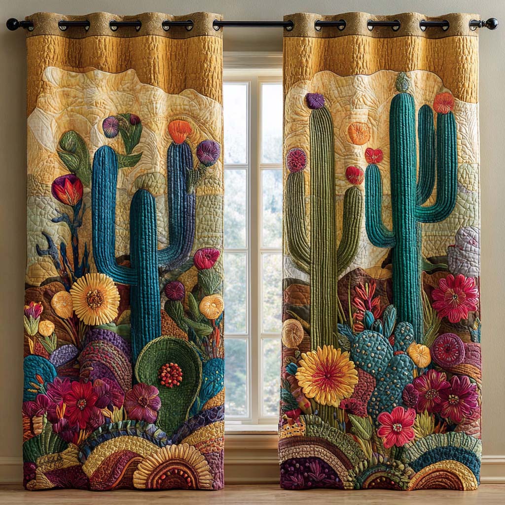 Quilted Cactus Teal Curtains – Louise London product image 1
