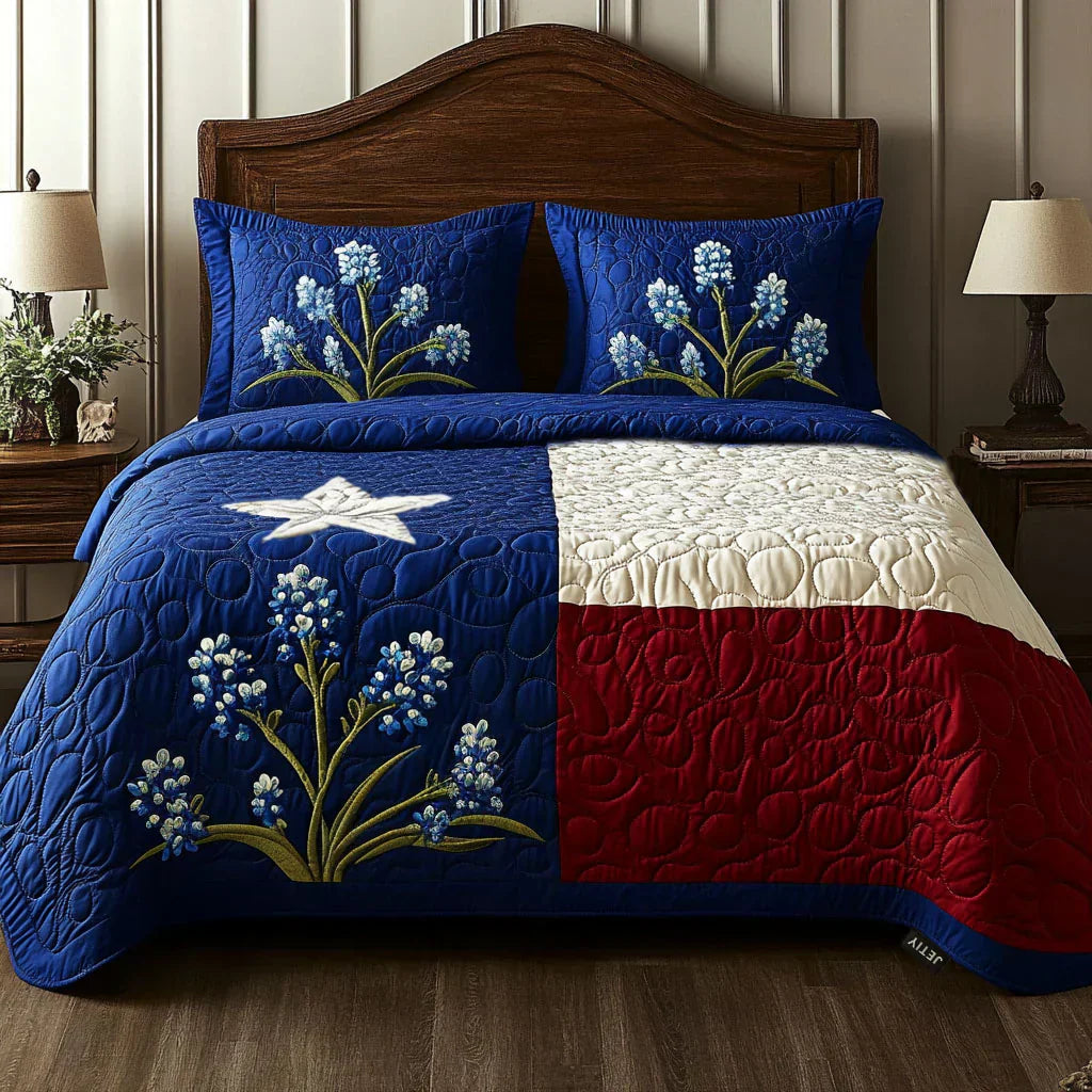 3-Piece Quilted Bed Linen Set - Texas Pride by Louise London - product image 1