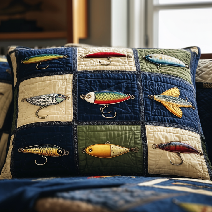 Quilted cushion cover with fisherman’s house NCU0PT9594