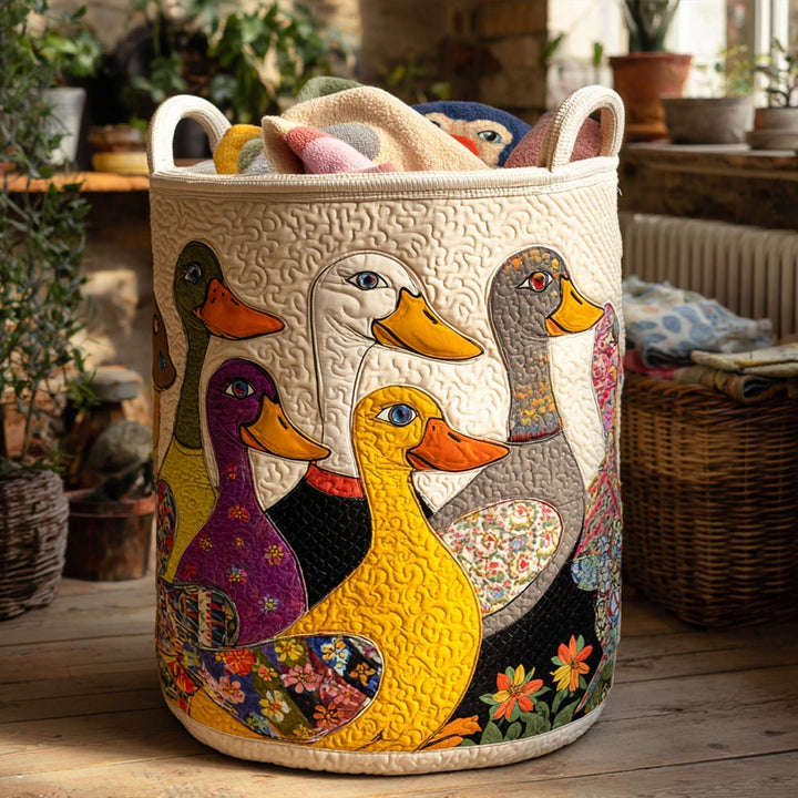 Quilted laundry basket with cute duck by Louise London
