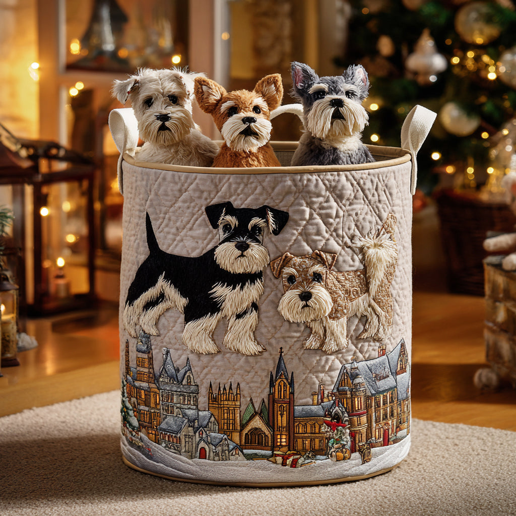 Quilted laundry basket with Schnauzer by Louise London