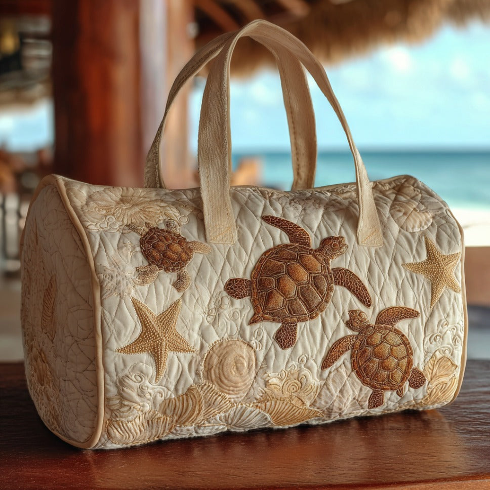 Quilted Shoulder Travel Bag with Sea Turtle by Louise London