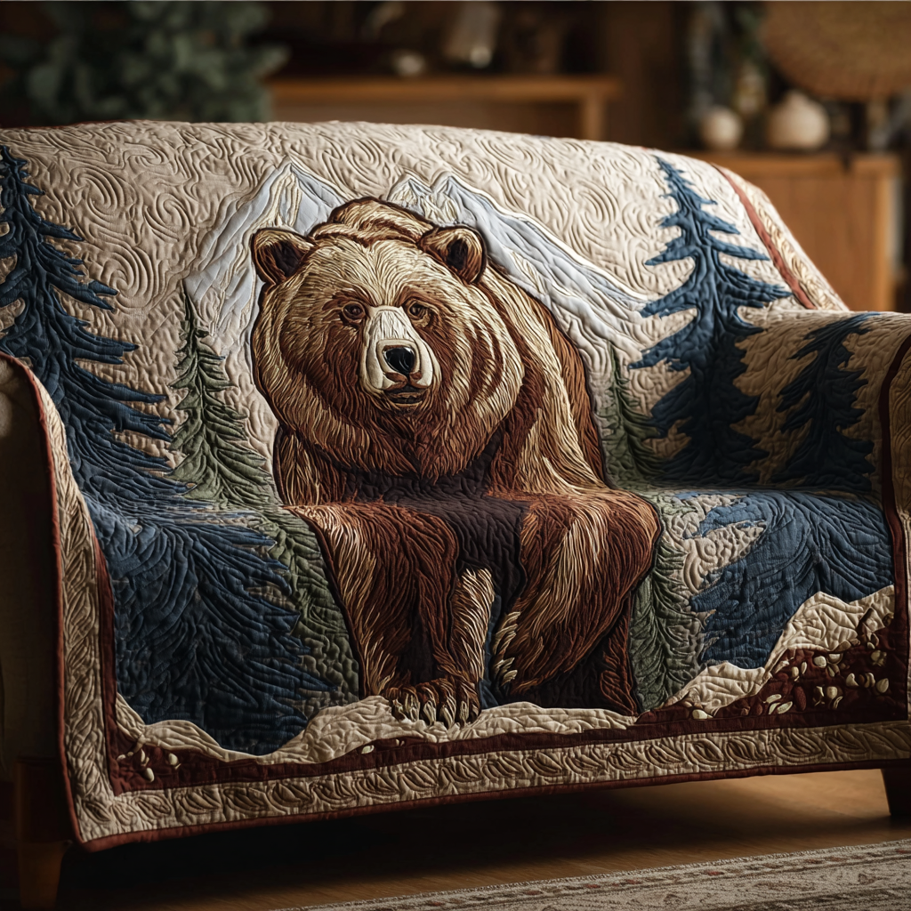 Quilted Sofa Cover with Bear
