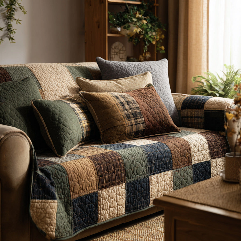 Quilted Patchwork Rustic Sofa Cover