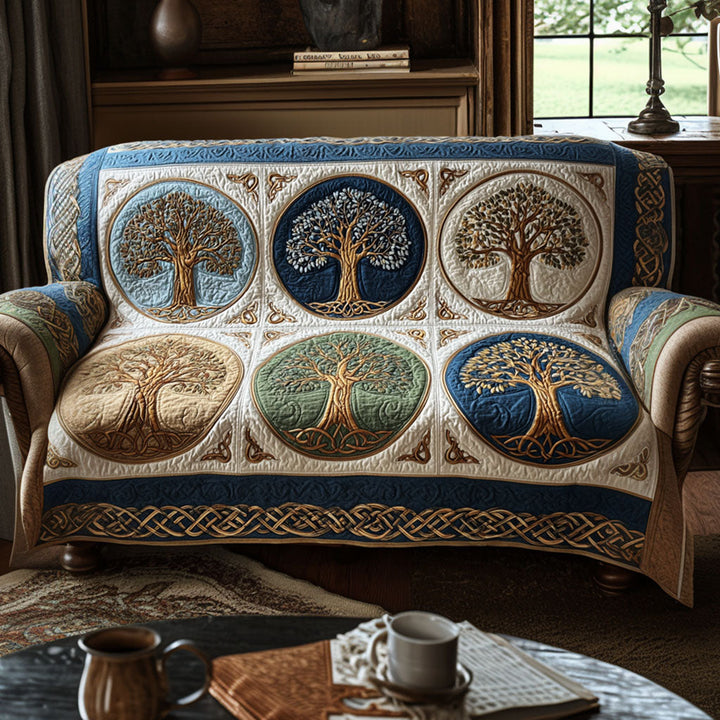 Quilted Sofa Cover with Tree of Life