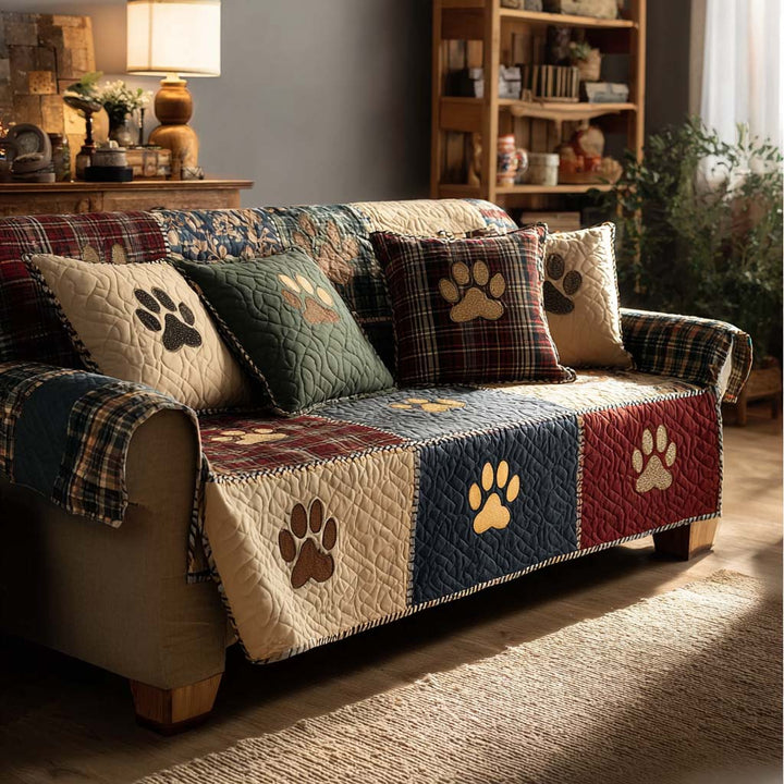 Quilted sofa cover with small prints – Louise London
