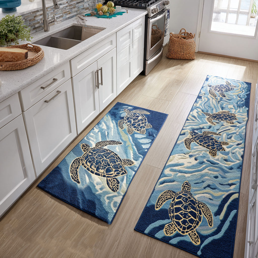 Non-slip Kitchen Mat with Sea Turtle by Louise London