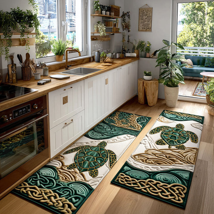 Non-slip kitchen rug with coral barrier by Louise London