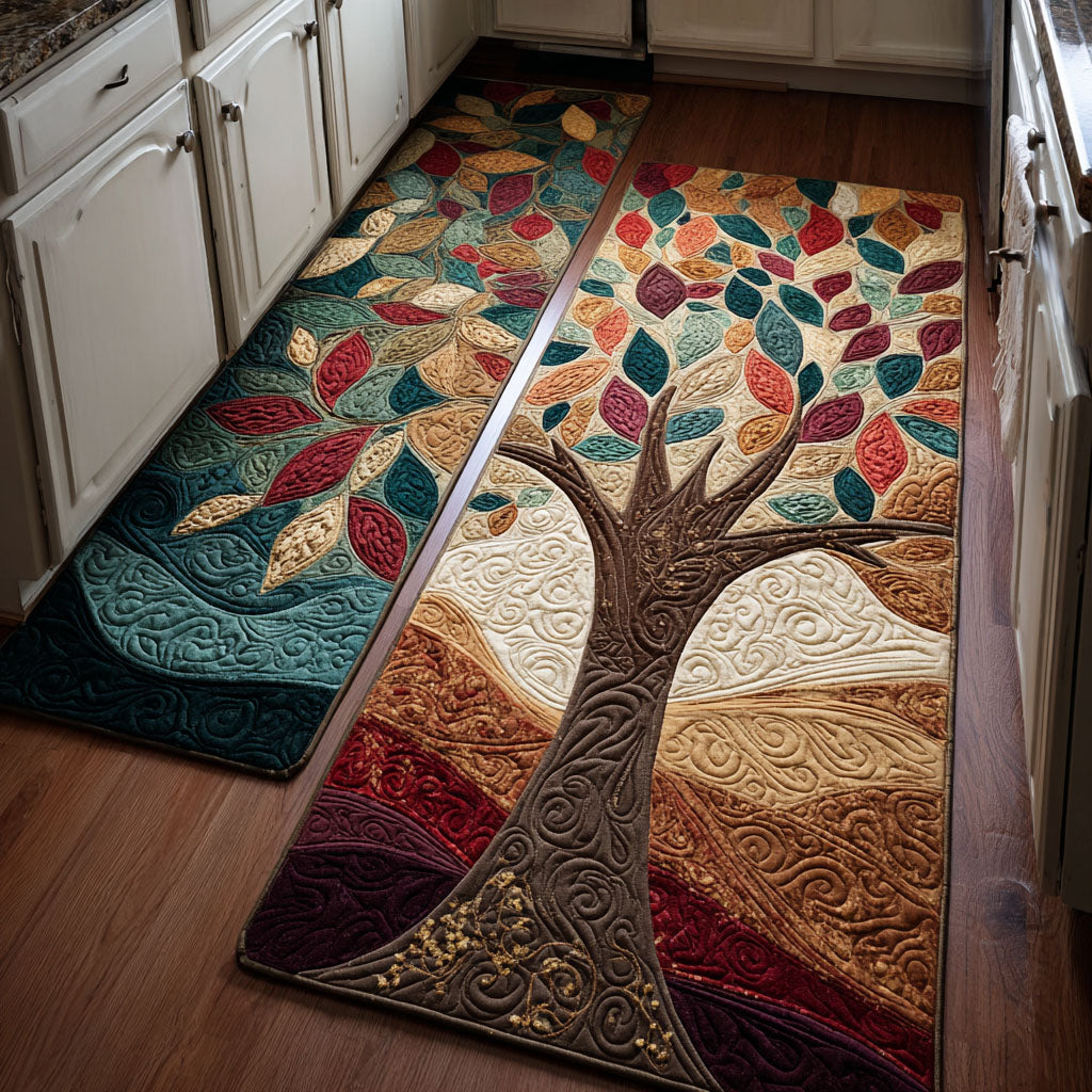 Non-slip kitchen rug with tree and natural shelter by Louise London