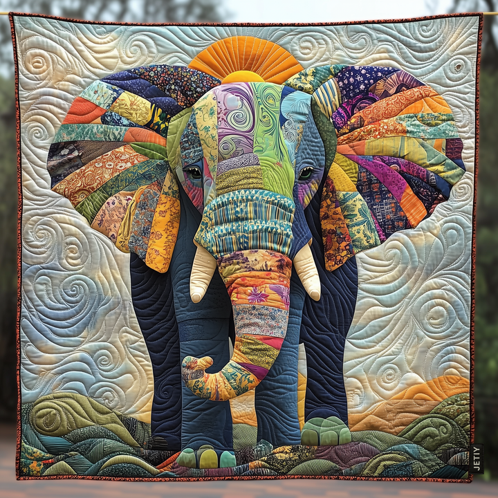 Tribal Elephant Quilted Blanket Harmony – Louise London quilted blanket