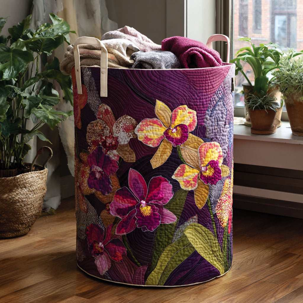 Quilted laundry basket with tropical pattern by Louise London