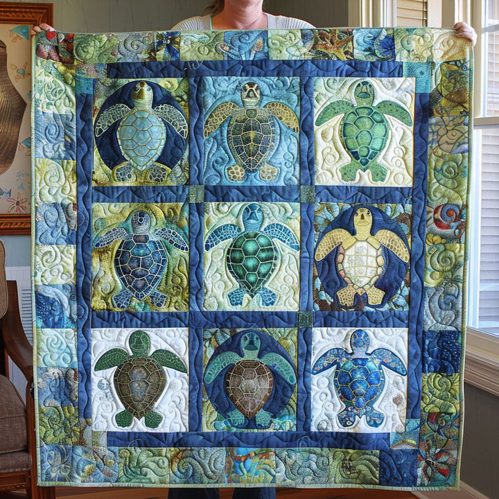 Quilted Blanket Turtle Tide – Louise London quilted blanket