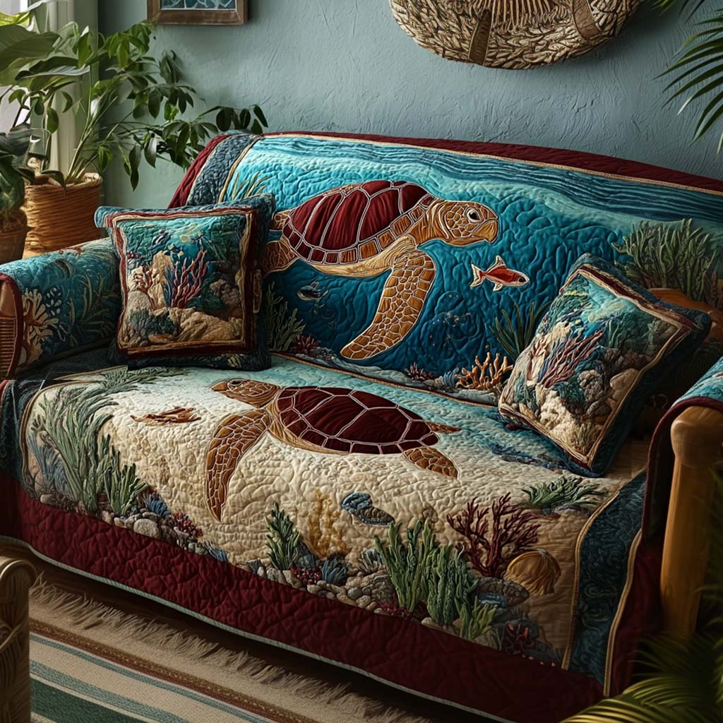 Quilted Sofa Cover with Turtle – Louise London