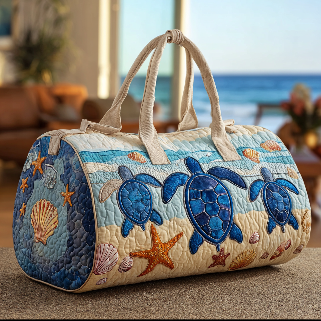 Quilted Travel Bag with Sea Turtle by Louise London