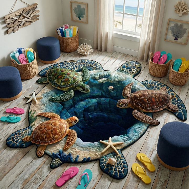 Custom Turtle-Shaped Area Rug NCU0DV9596