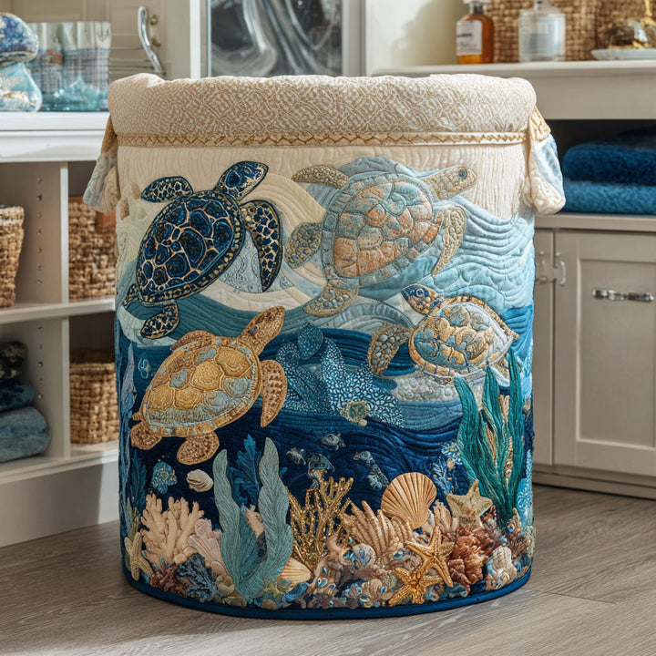 Quilted laundry basket with marine pattern by Louise London