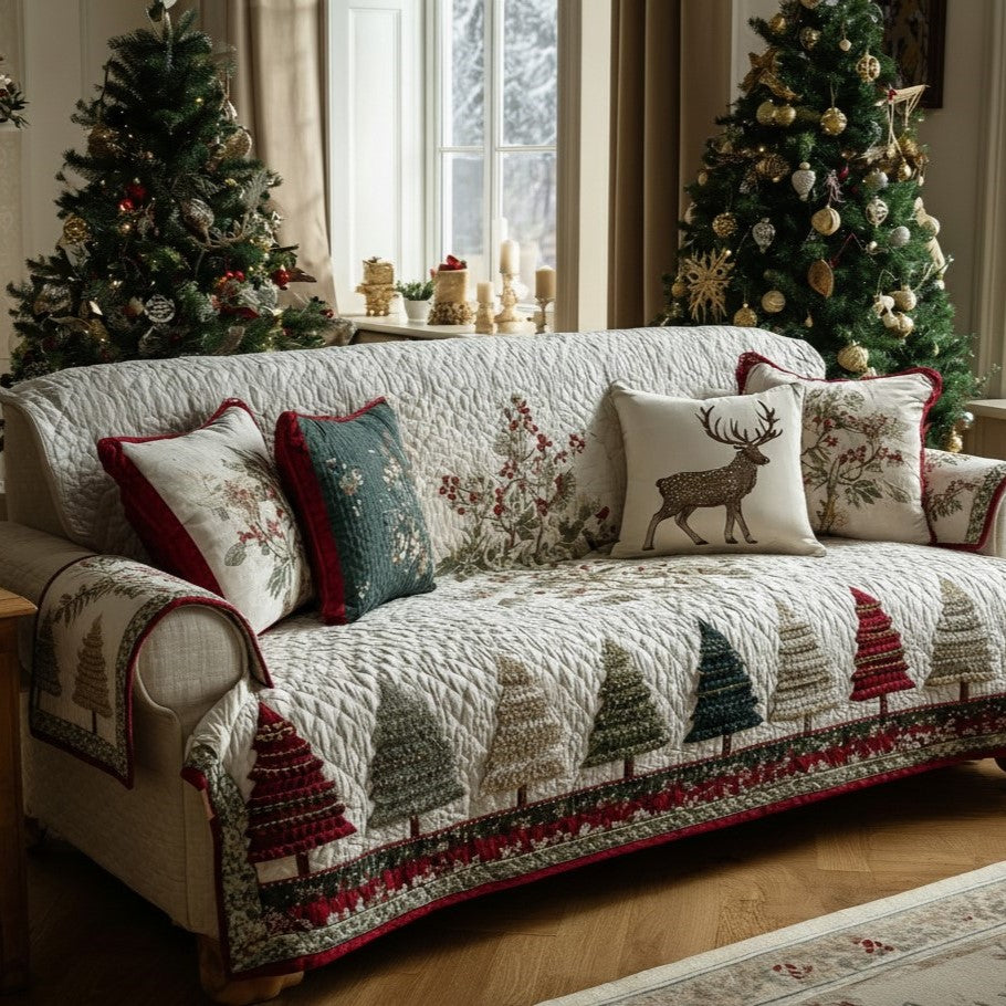 Quilted sofa cover with twilight forest – Louise London