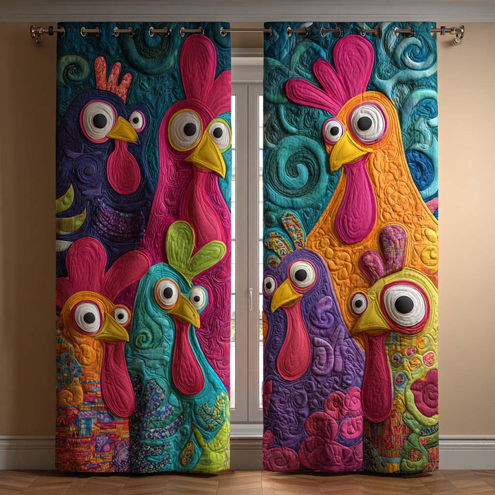 Quilted Curtains with Lively Folk Rooster – Louise London product image 1