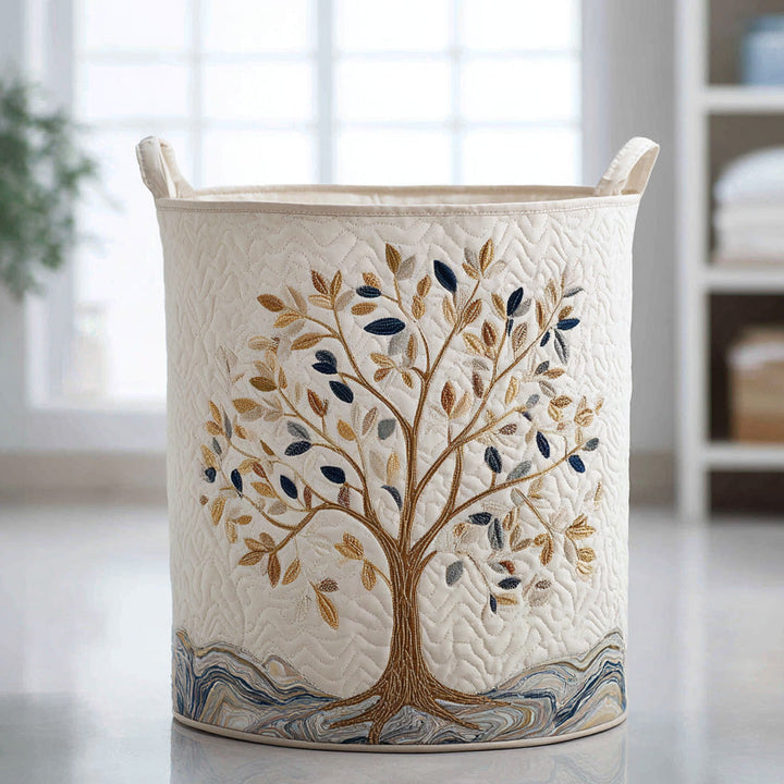 Quilted laundry basket with floral pattern by Louise London