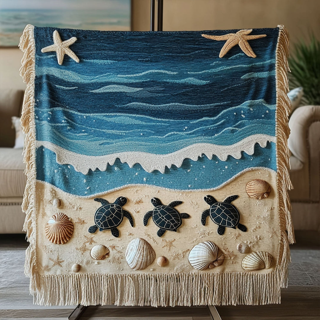 Woven Blankets Waves and Shells by Louise London – product view
