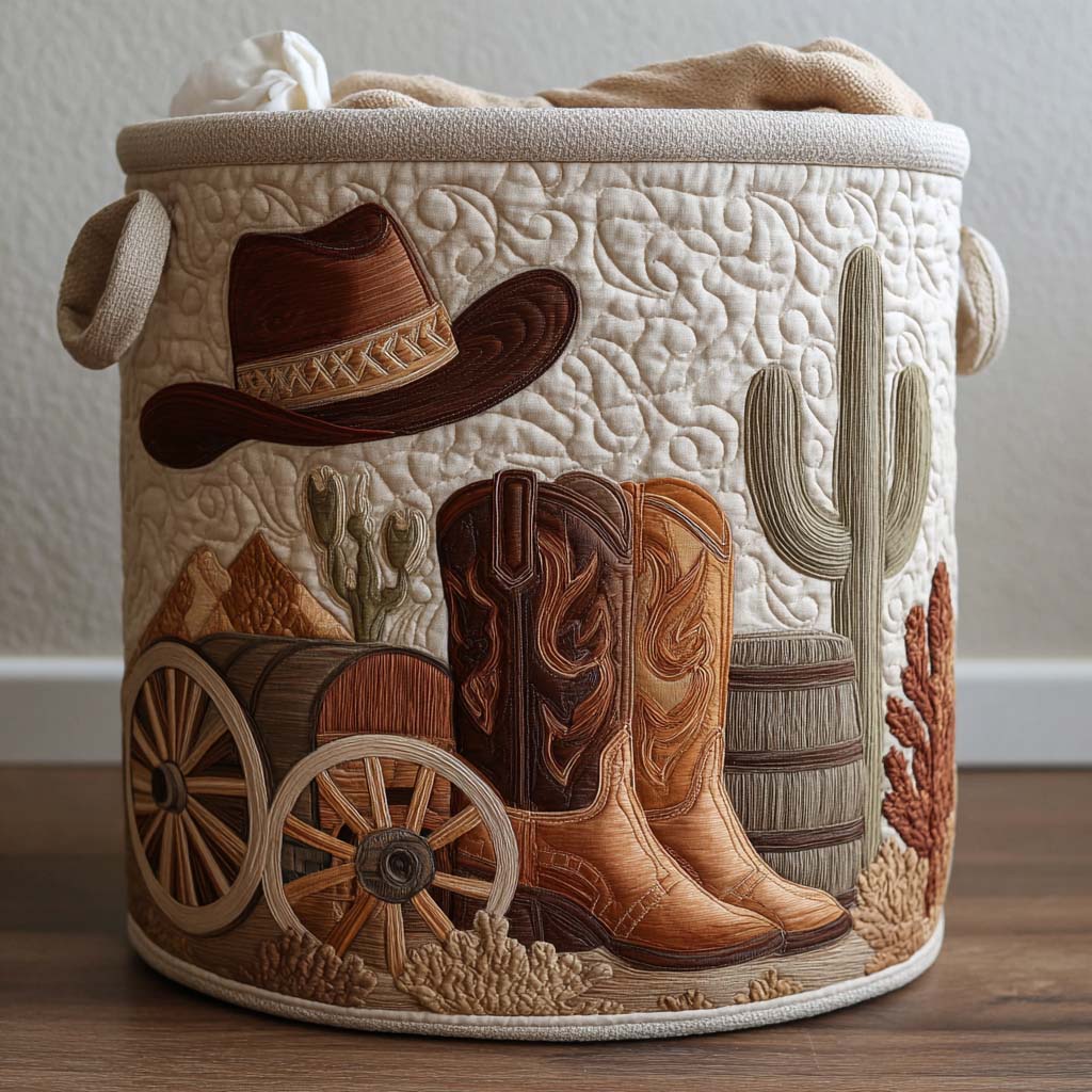 Quilted laundry basket in western style by Louise London