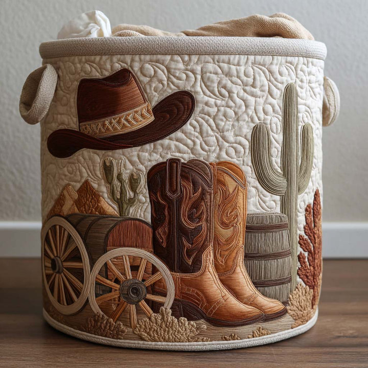 Quilted laundry basket in western style by Louise London