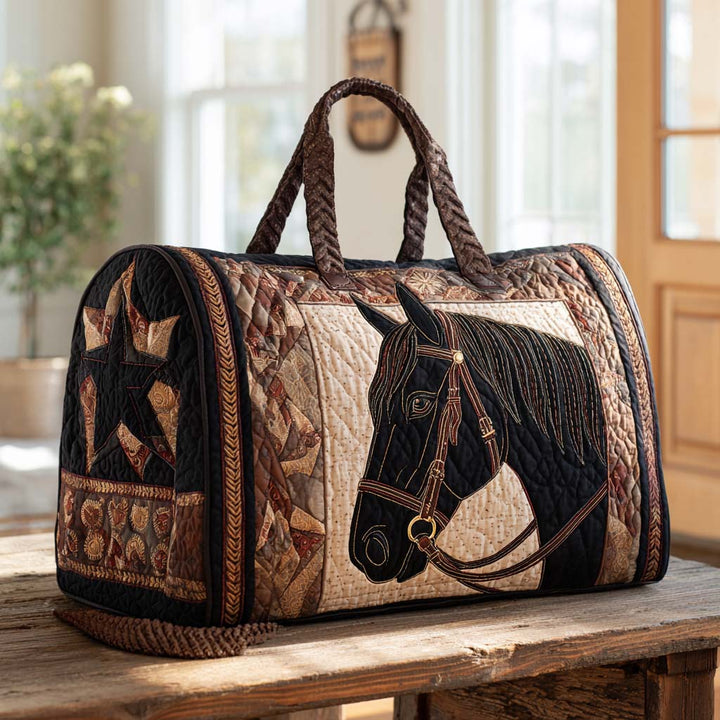 Quilted Shoulder Travel Bag with Western Horse by Louise London