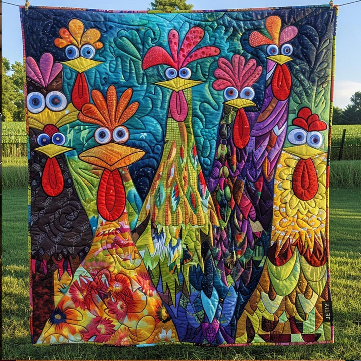 Fancy Chicken Quilted Blankets – Louise London quilted blanket