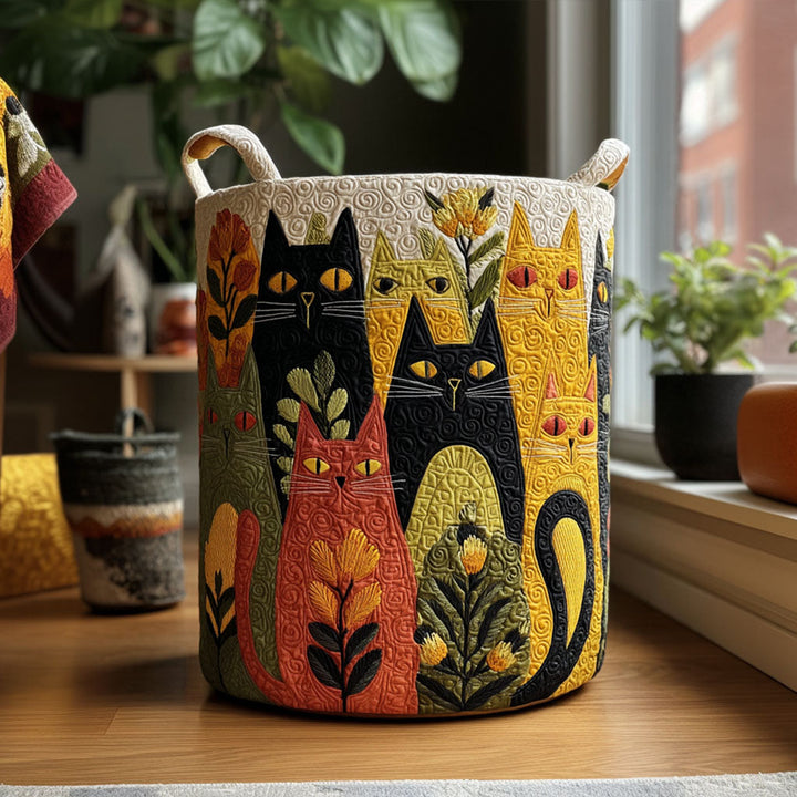 Quilted laundry basket with cats by Louise London
