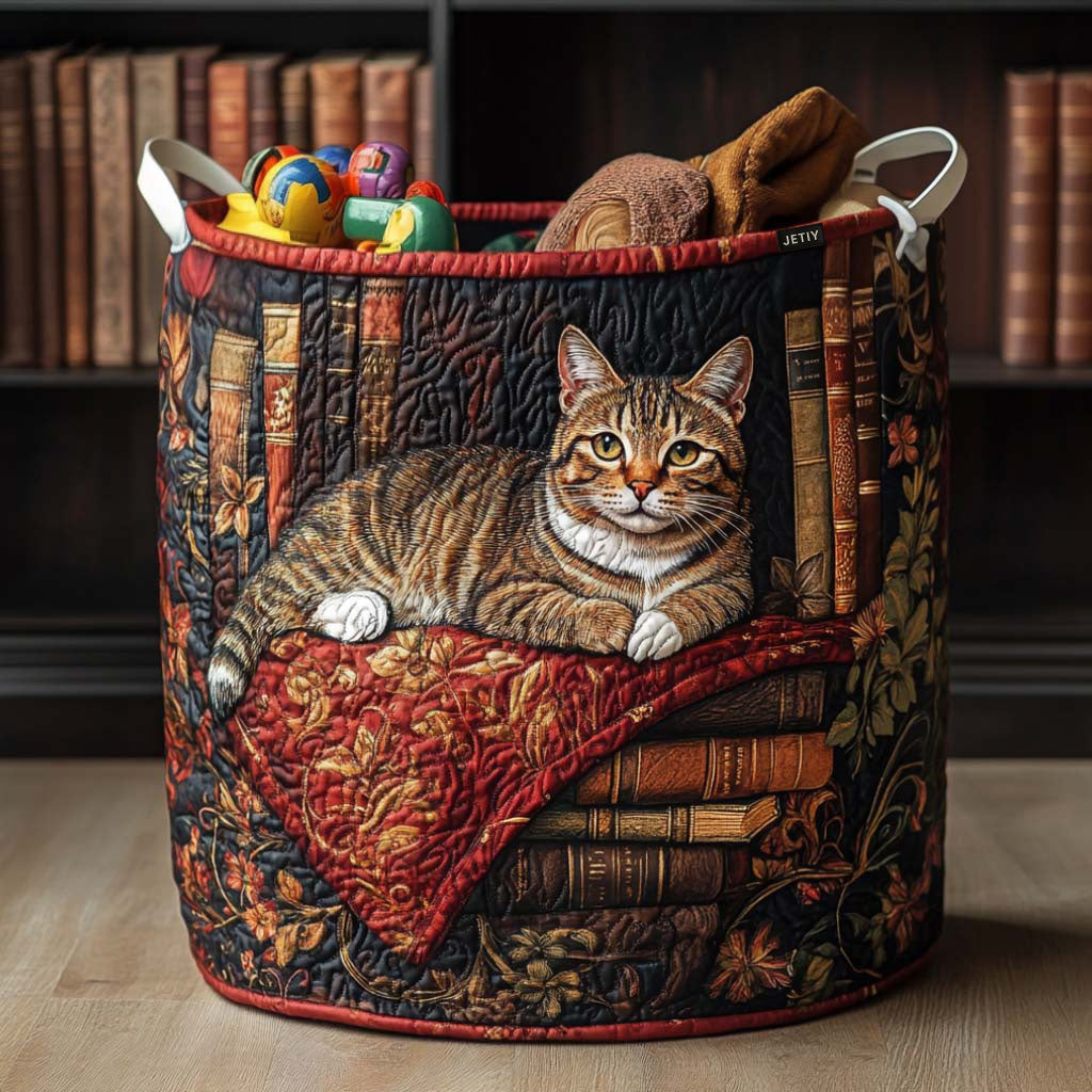 Quilted laundry basket with cats by Louise London