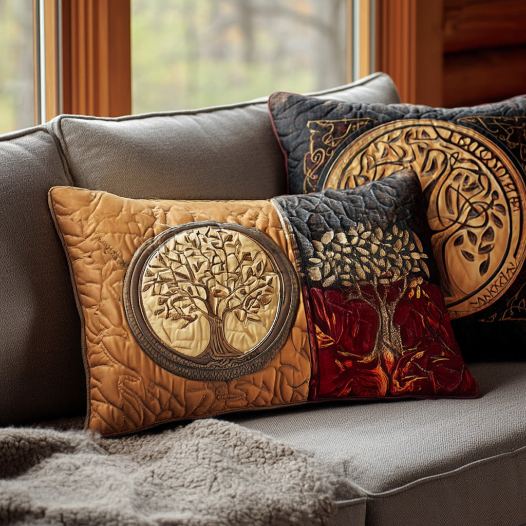 Quilted cushion cover with whispering trees by Louise London