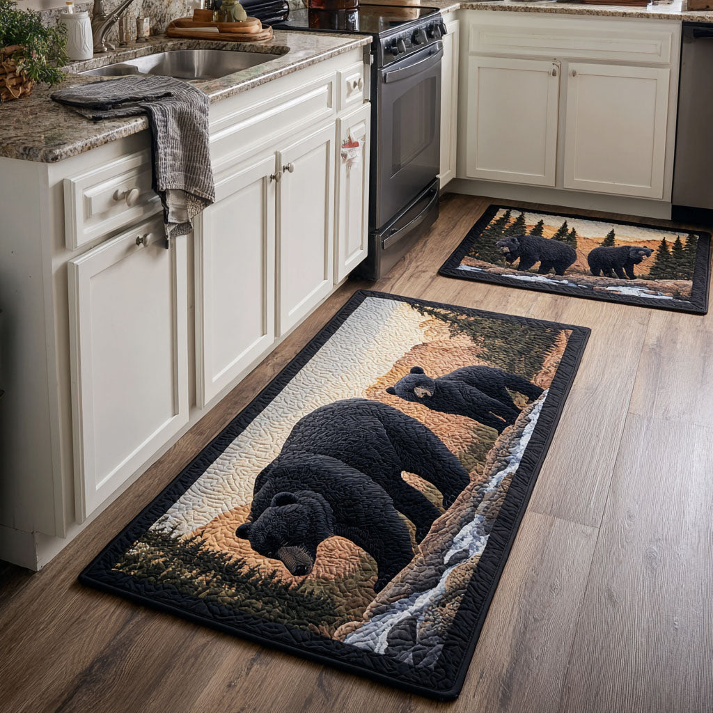 Non-slip kitchen rug with natural style bear by Louise London