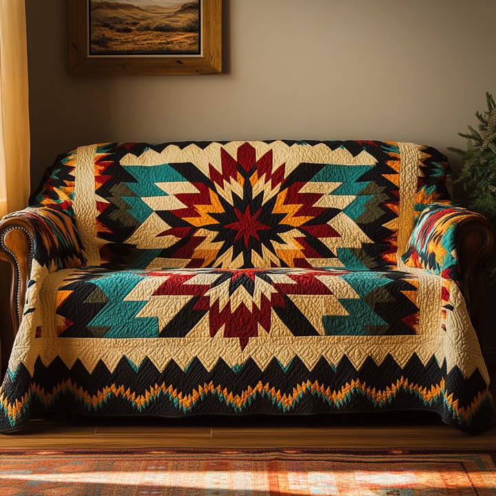 Quilted Sofa Cover in Sunset Colours – Louise London