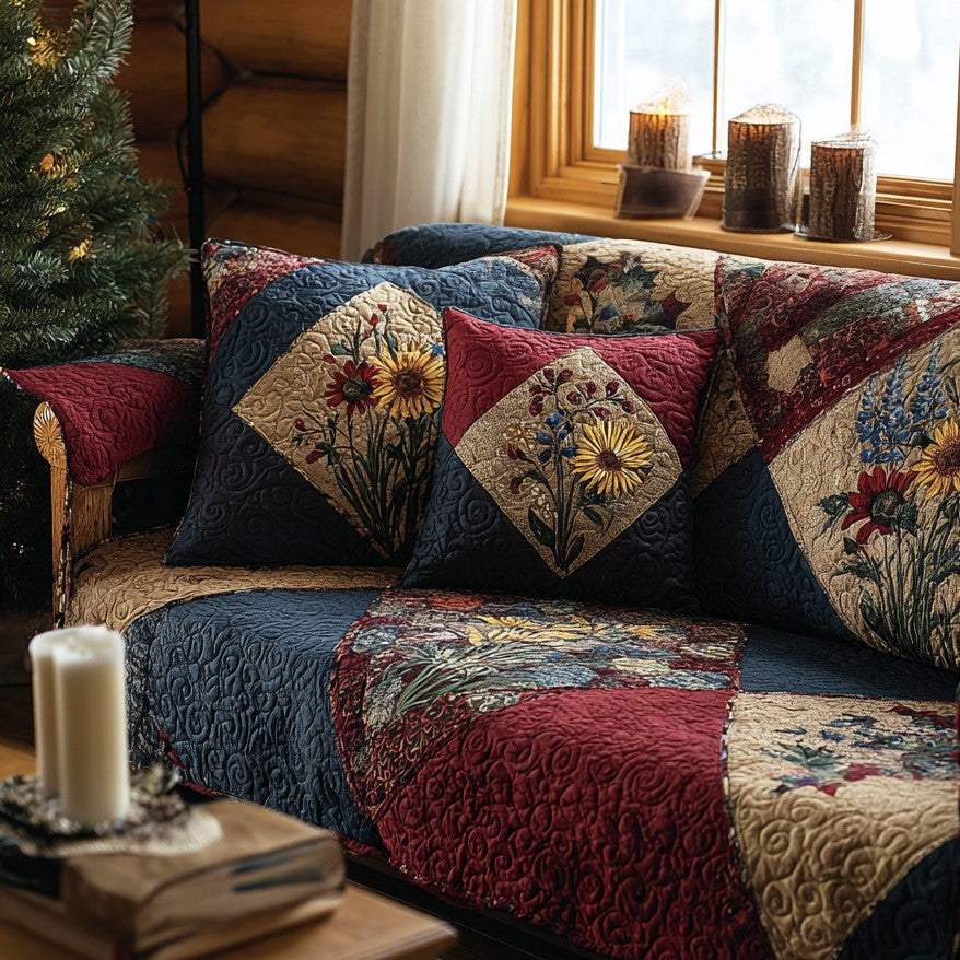 Quilted sofa cover with autumn harvest – Louise London