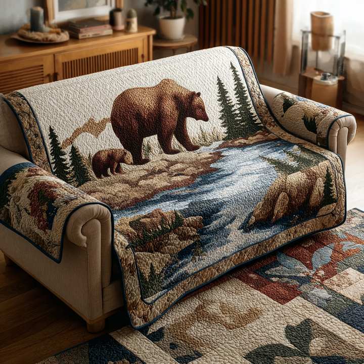 Quilted Sofa Cover with Bear