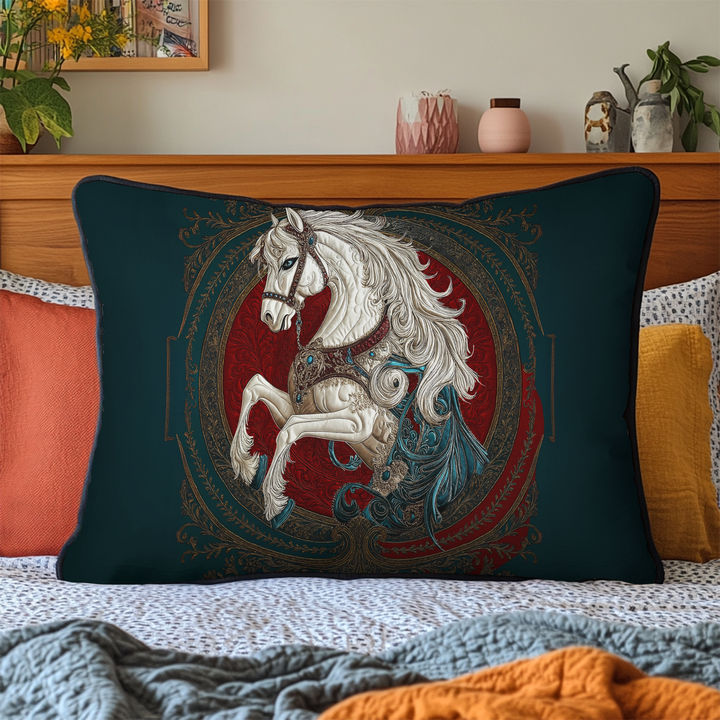 Quilted Pillow Cover with Wild Horse NCU0DK8341